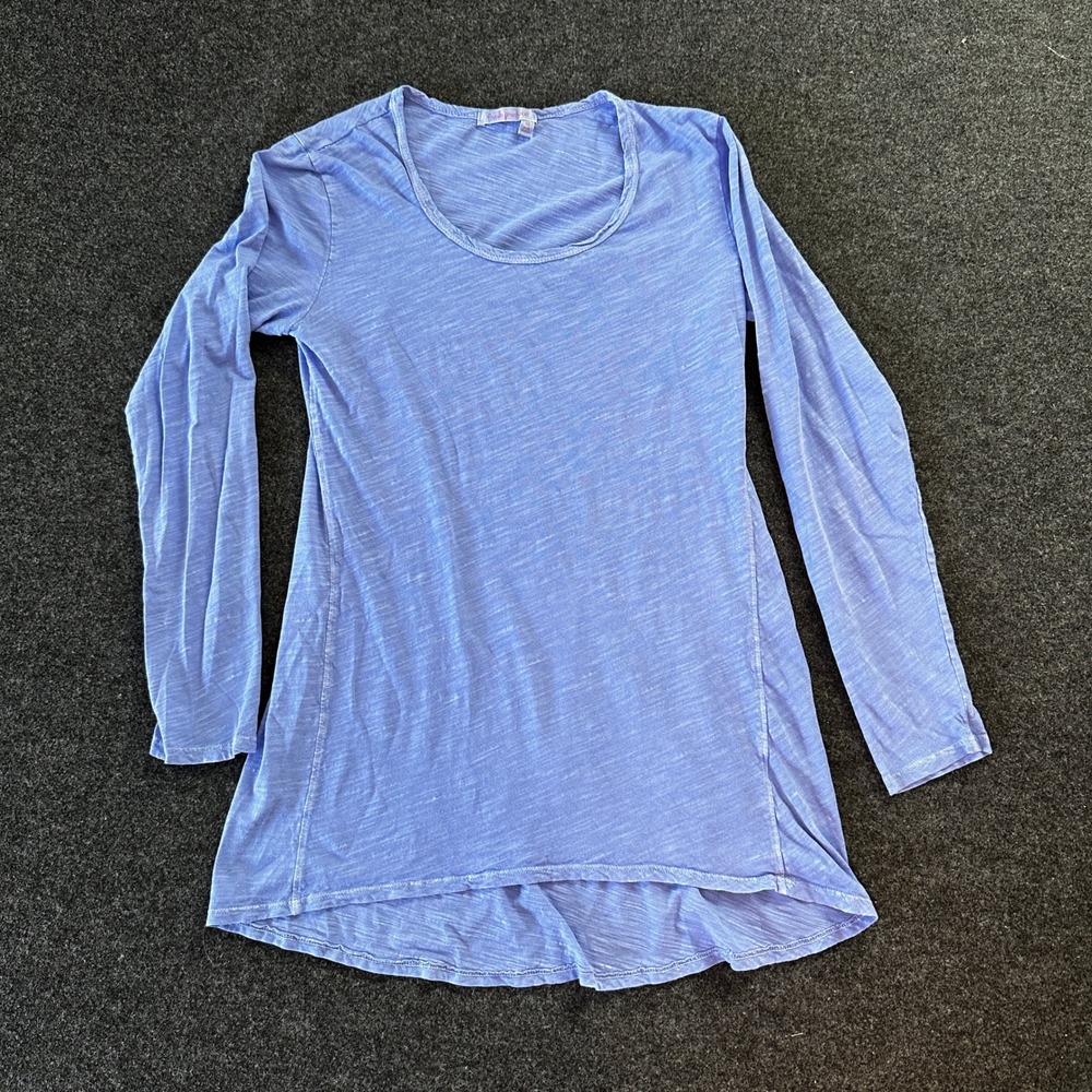 Fresh Produce Womens Periwinkle Blue Slub Knit Long Sleeve Tunic Top USA Made XS